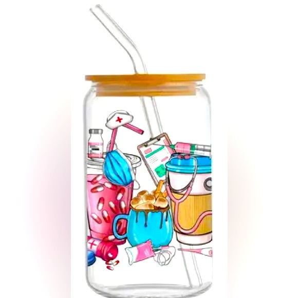 HANDMADE NURSE LIFE 16OZ BEER CAN TUMBLER - Picture 1 of 6